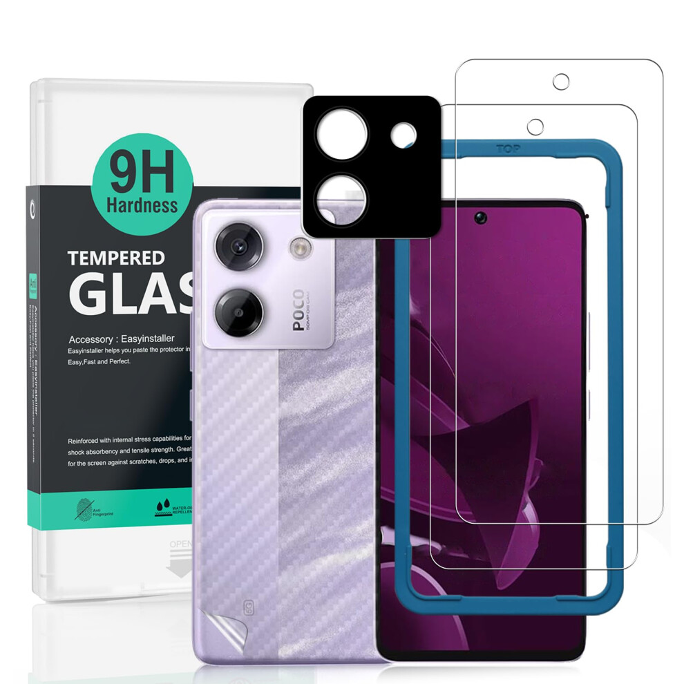 6.67' 9H Tempered Glass Screen Protector 2 Pack With Lens And Back Film For Xiaomi Poco M7 Pro 5G 9092120786170