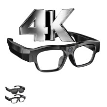 4K Camera Glasses AI Smart Sunglasses 64GB Memory UV Protection Sports Travel Video – XV18 Black
