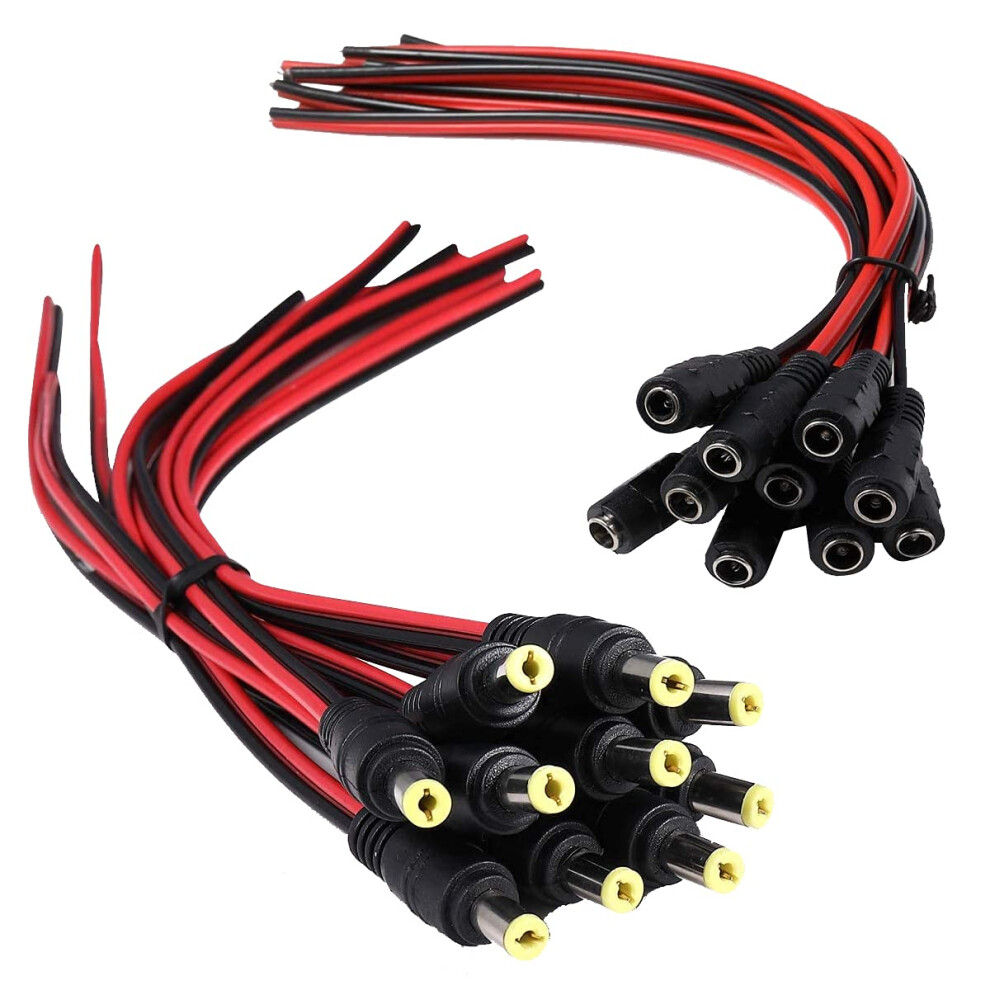 Dc Power Cable 12V 5A 18Awg Male And Female Barrel Connectors 5.5Mm X 2.1Mm 10 Pairs 9455672301770