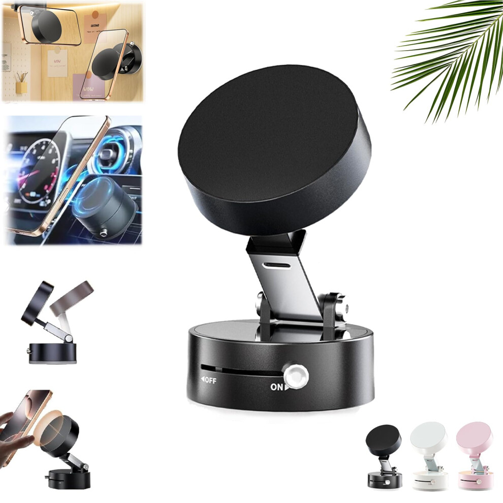 Magnetic Phone Holder With 360 Rotation, Dualsided Pad And Foldable Vacuum Suction Base, Black 9092120786590