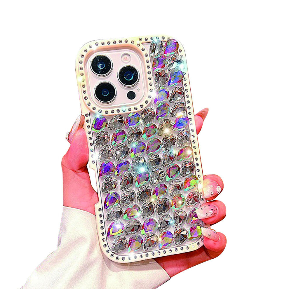 Bling Glitter Case For Iphone 13 Pro Max With Wristband Strap, Butterfly Diamond Sparkle Shockproof Cover For Women Girls White 9073542729419