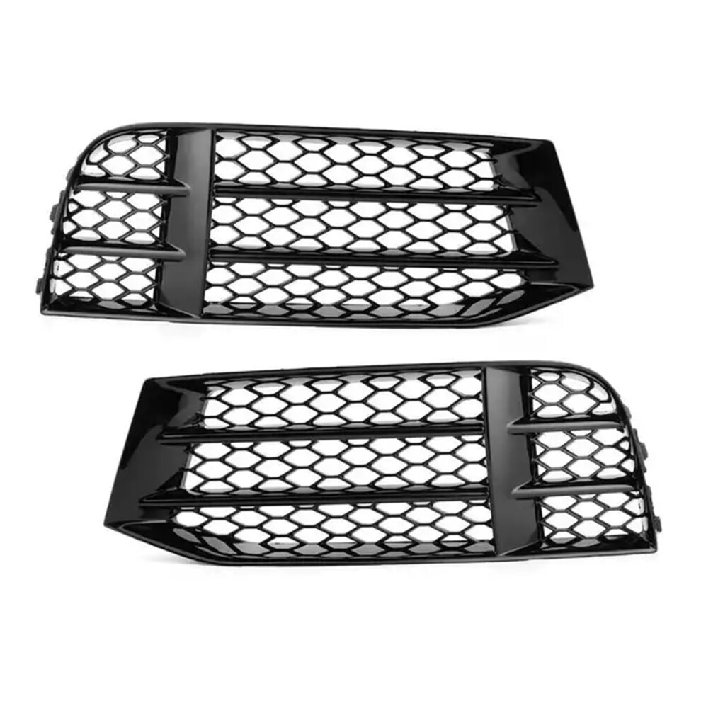 Glossy Rs5 Style Fog Grilles Front Bumper Honeycomb Trim For Audi A5 S5 Rs5 2008Â2016 (Left And Right) Black/Light 9771547589402