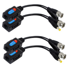 HD Passive Video Balun with Power Connector BNC to RJ45 Converter for 720P8MP CCTV Camera 2 Pairs
