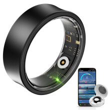 Smart Ring for Women and Men, Health Fitness Tracker, 10ATM Waterproof, No Fee, Black Size 9