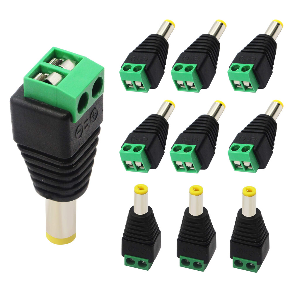 Dc Power Connector 5.5Mm X 2.1Mm Male Barrel Jack To Screw Terminal For Cctv And Led 12V Pack Of 10 9092120787443