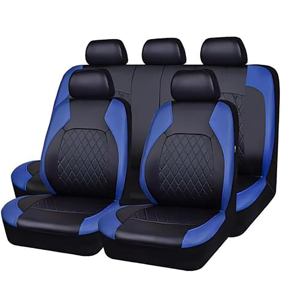Leather Car Seat Covers Full Set For Audi Etron 20182023, Breathable And Full Surround Protection Black/Blue 9771547589631