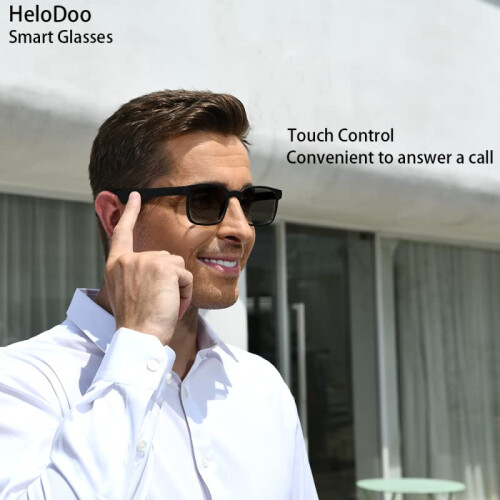 Smart Bluetooth Sunglasses with Polarized Lenses, Bluetooth 5.0 Audio, Touch Control, 12H Battery 2