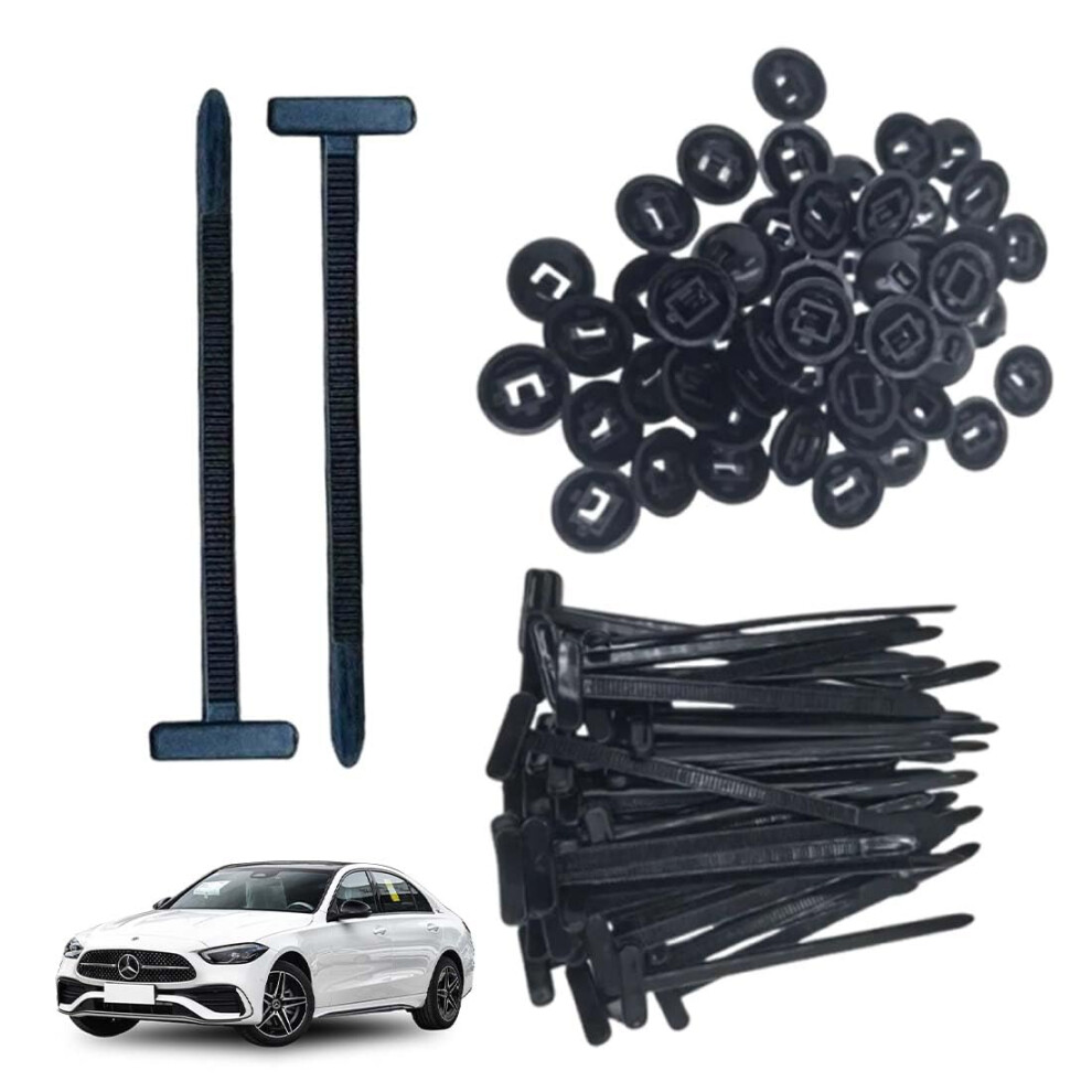 50Pcs Universal Nylon Cable Ties With Selfwinding Locking Clips For Automotive Bumpers 9092120787788