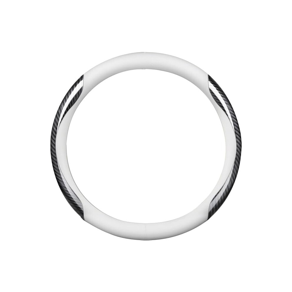 And Carbon Fiber Leather Steering Wheel Cover For Cadillac Xt5 Cts Escalade Â Custom Fit, Breathable And Nonslip White 9330225029847