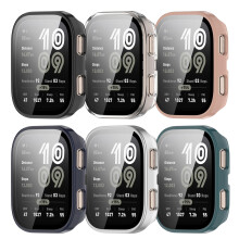 Tempered Glass Screen Protector with Waterproof PC Case, Full Edge Protection, 6 Colors for Amazfit Bip 6