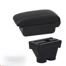 Armrest with 3 USB Ports, Ergonomic Support and Extra Storage Box 20122018 Black White for Peugeot 208
