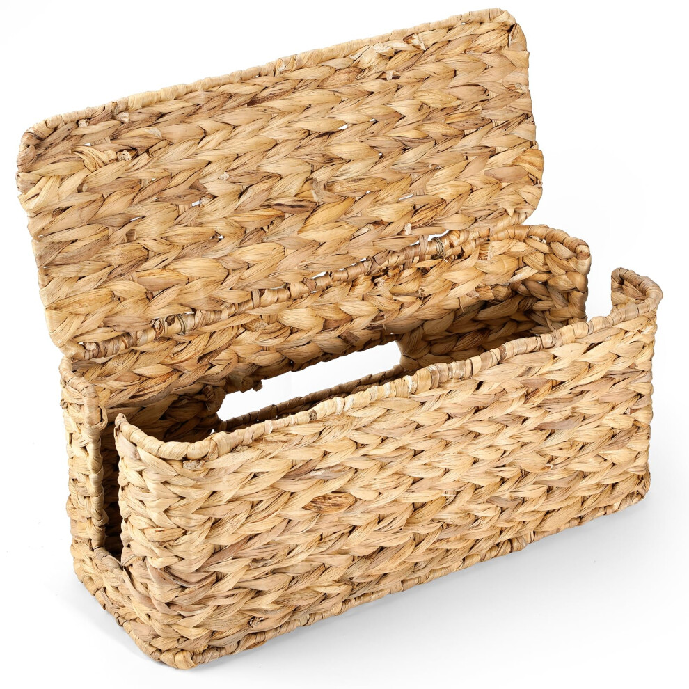 Natural Hyacinth Cable Management Box For Power Strip And Cord Organizer, Rustic Desk Or Floor Use 9455672303590