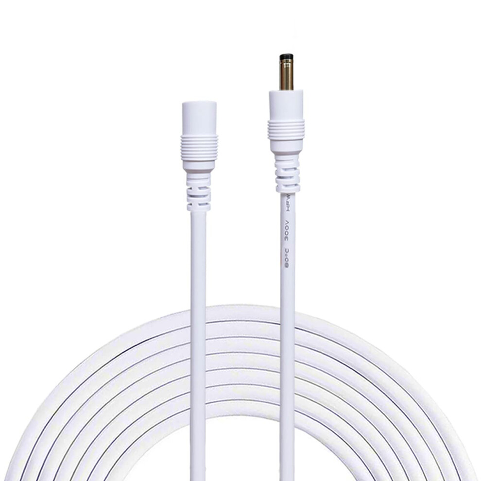 5M Dc Power Extension Cable 3.5Mm X 1.35Mm Male To Female Cord For Cctv Camera White 9455672303552