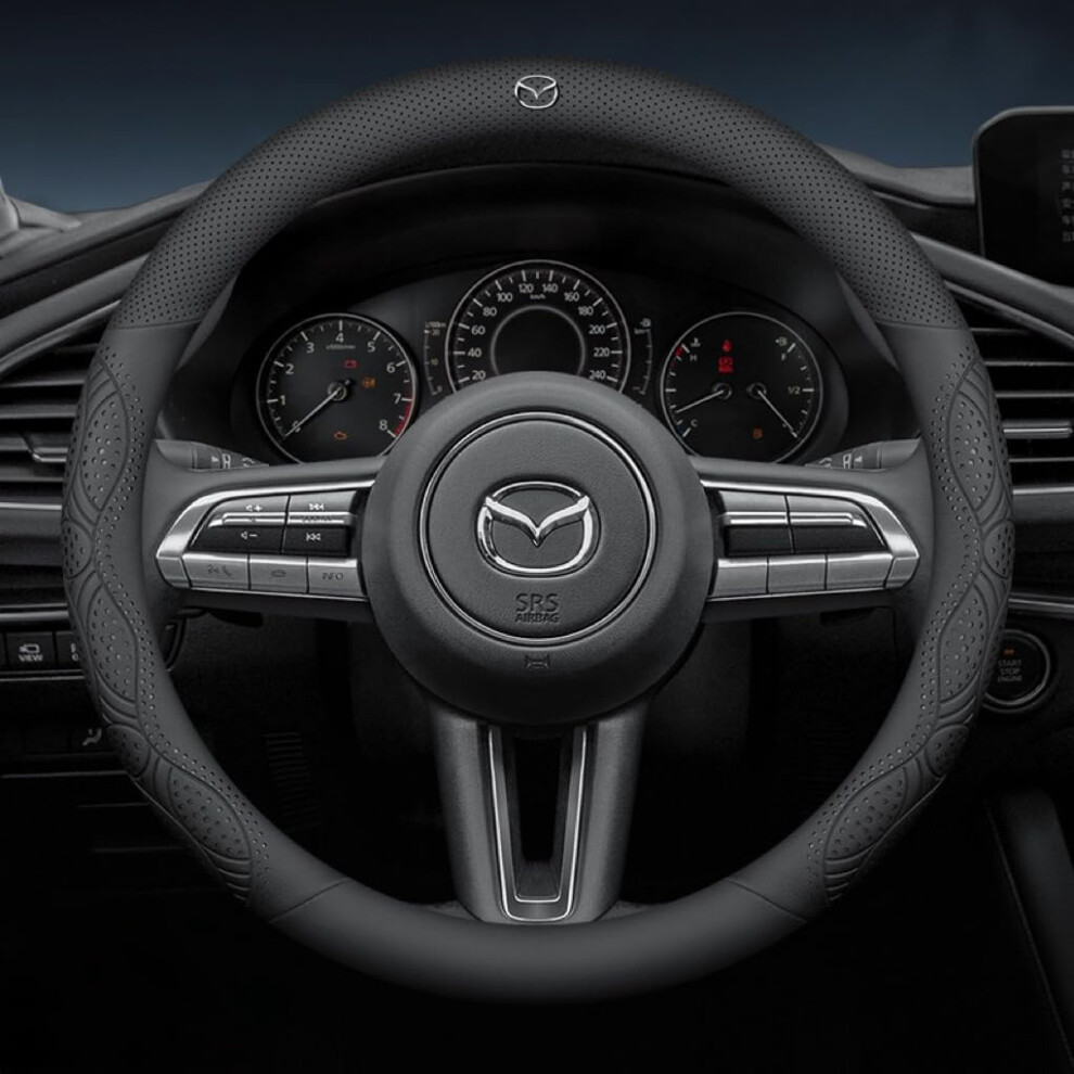 Steering Wheel Cover For Mazda Cx5 20152017, Microfiber Leather Antislip Breathable Protector Black 9073542730033