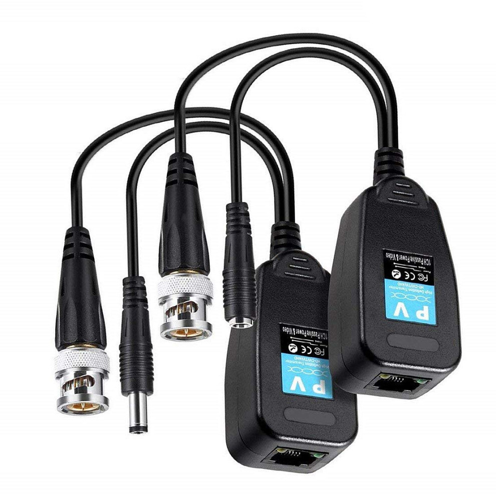 Passive Video Balun Pair With Power For Cctv, Utp Cat5 To Bnc, Supports Hdcvi Hdtvi Ahd 9092120788990