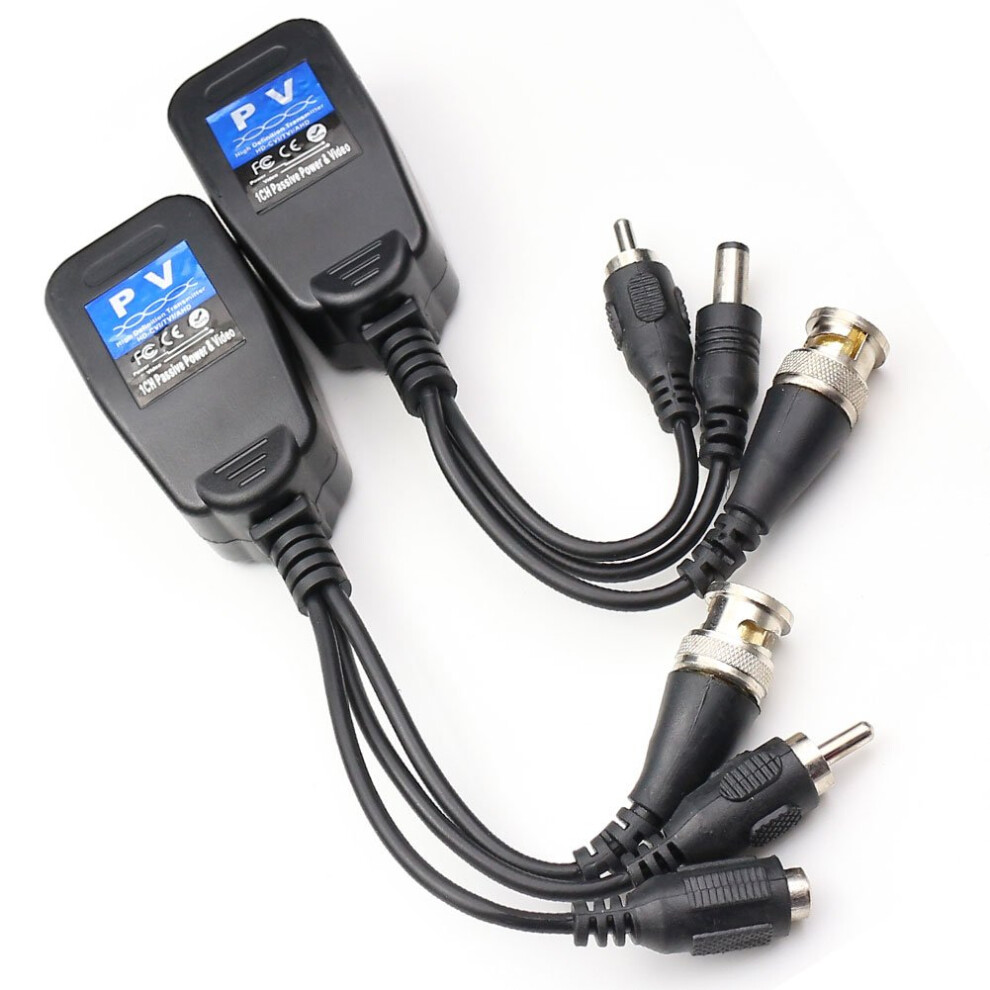 Passive Video Balun Pair Bnc To Rj45 Adapter For Cctv Full Hd Video And Power Over Cat5e/Cat6 9092120789126