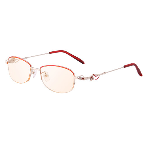 Blue Light Blocking Reading Glasses +1.5 Magnification Elegant Red Frame for Computer Use