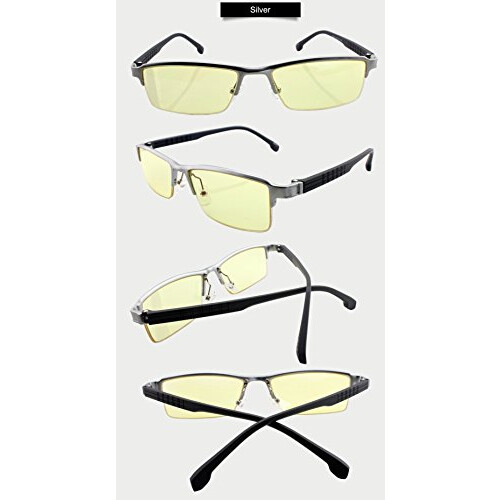 Blue Light Blocking Gaming Glasses Silver 2142 AntiGlare UV Protection for Computer and Screen Use 1