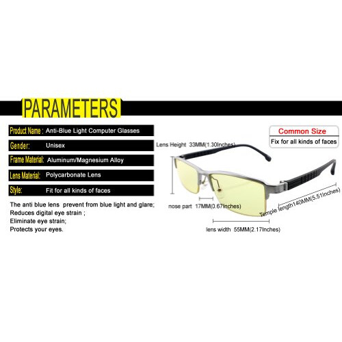 Blue Light Blocking Gaming Glasses Silver 2142 AntiGlare UV Protection for Computer and Screen Use 2