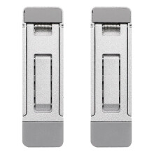 2pcs Foldable Keyboard Riser Stand with Adjustable Tilt and AntiSlip Pads, Silver Laptop Stand