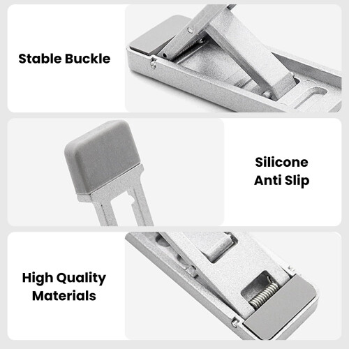 2pcs Foldable Keyboard Riser Stand with Adjustable Tilt and AntiSlip Pads, Silver Laptop Stand 2