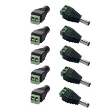 10 Pack 12V DC Power Jack Adapter Male and Female Connectors for LED Strip Lights and CCTV Cameras