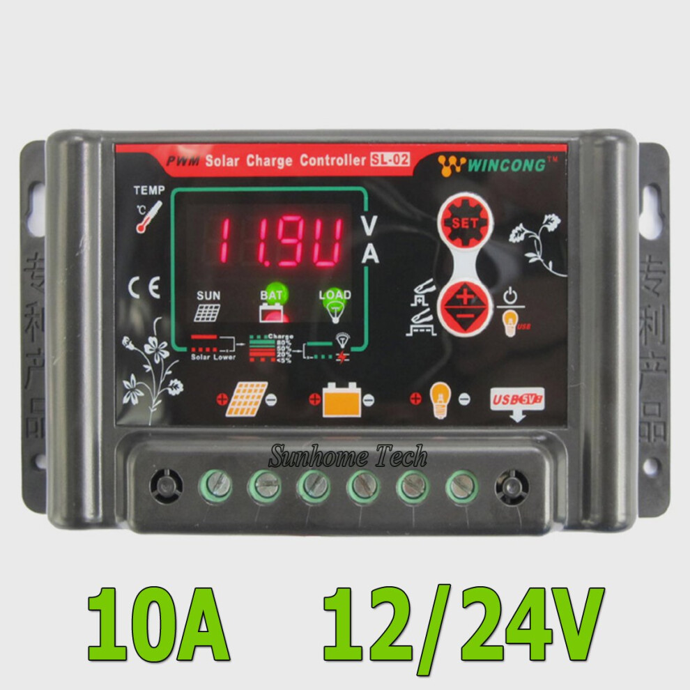 10A Mppt Solar Charge Controller For Lifepo4 Lithium Battery 12V 24V With Usb Output 9092120790870