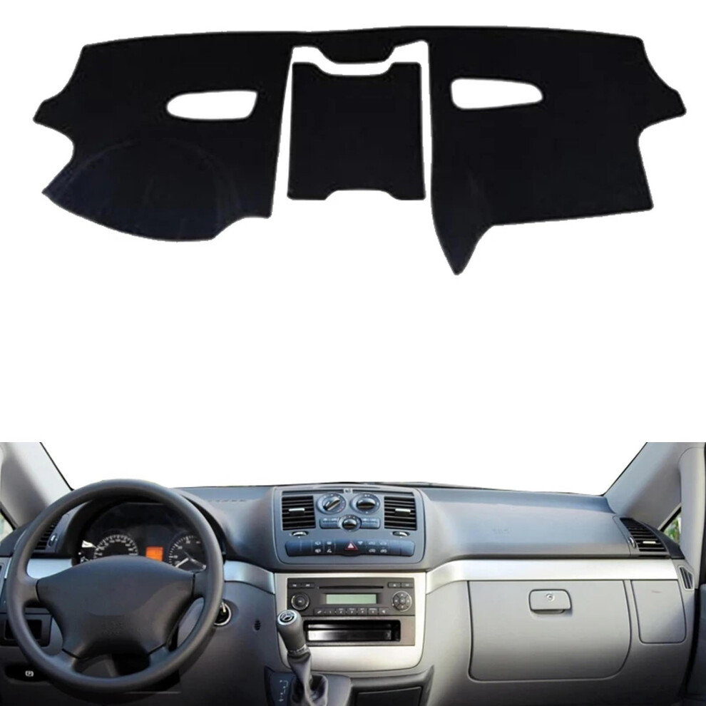 Dashboard Cover For Mercedes Benz Vito W639 20102014 Lhd, Sun Protection Dash Mat, With Border Black/Blue 9330225031161