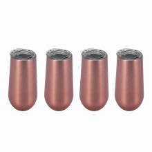 Edelstahl Isolierter Wein Becher mit Deckel - Tragbarer Eier Form Becher Mode Geschenk Becher - 6 Unzen, Rose Gold (4 Pack)