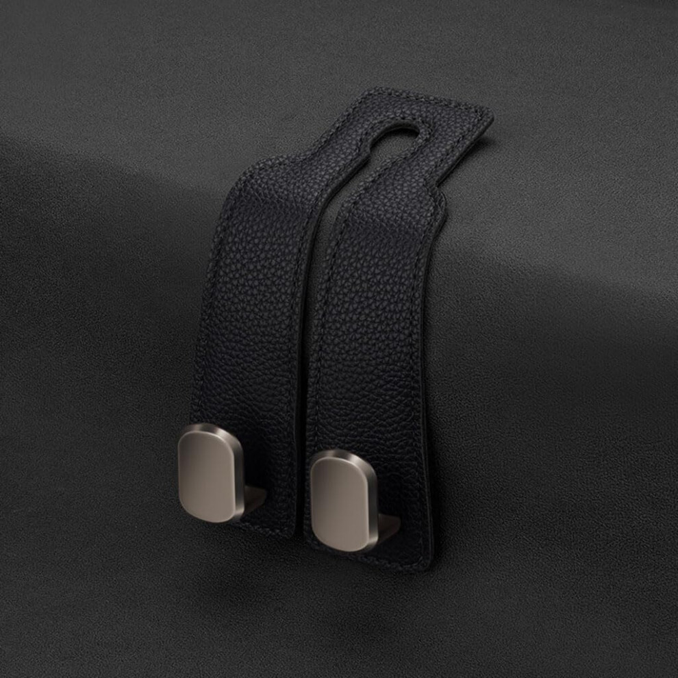 Car Headrest Hooks Leather Back Seat Organizer For Audi A6 Allroad Quattro C8 20192024, 2Pcs Black 9092120214239