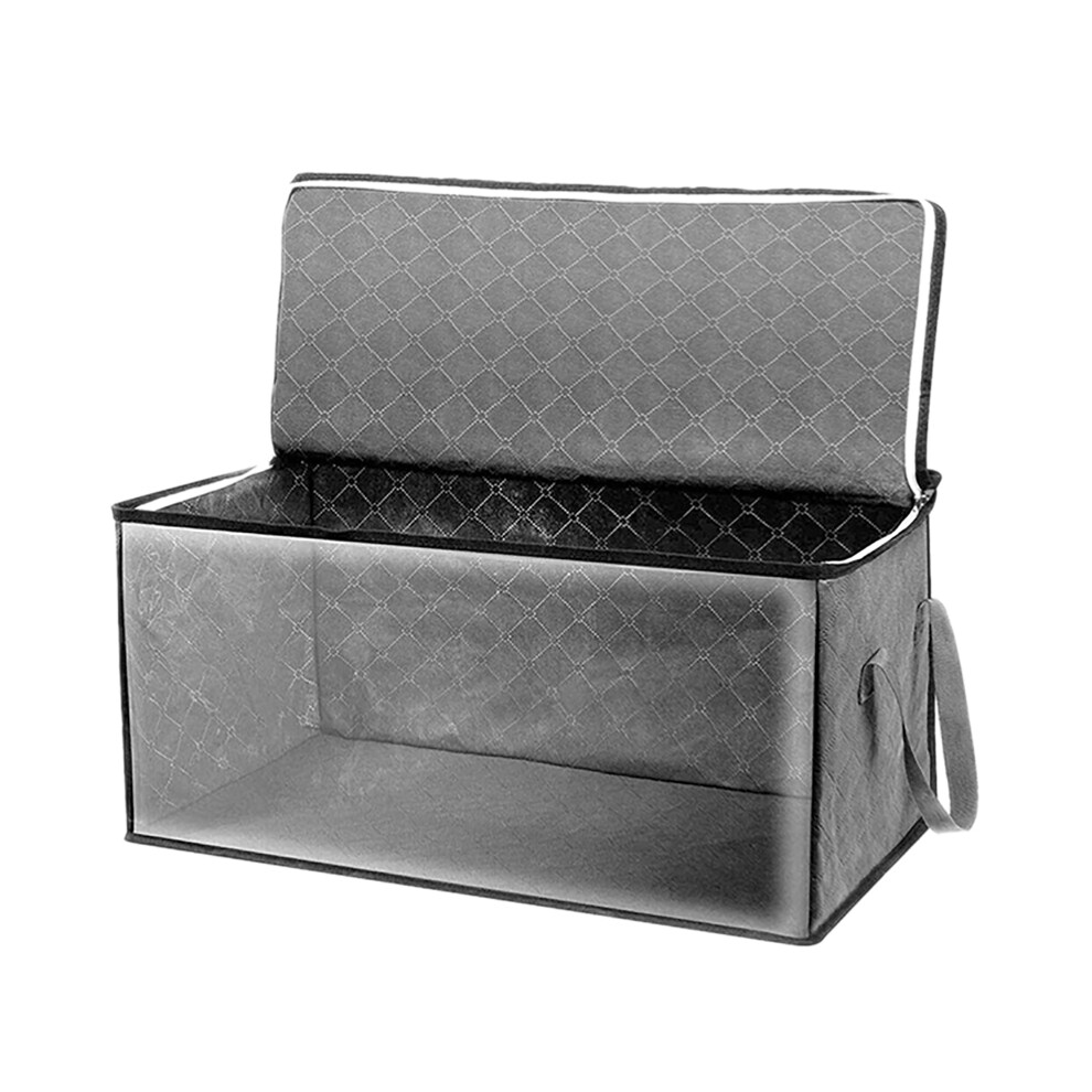 Tauoh 2Pcs Quilt Organizer Box Foldable Portable Closet Stackable Bins Non Woven Clothes Storage Blankets Collecting Case-Gray