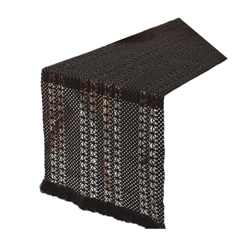 Openwork Dining Table Runner Washable Polyester Elegant-Black