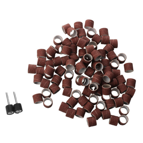 100pc 1/2" Sanding Bands Kit with 2 Sanding Drum Mandrel For  Rotary Tools