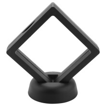 Coin Display Box - Set of 10 3D Floating Frame Display Holder with Stands for Challenge Coins, AA Medallions, Jewelry, Black, 2.75 x 2.75 x 0.75