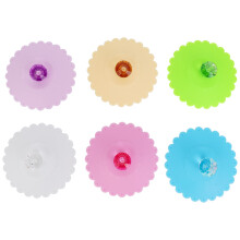 Food Grade Round Diamond Mug Cover(Set of 6) Airtight Seal Silicone Drink Cup Lids Hot Cup Lids for Coffee Beer Mug Wine Glass Home Outdoors