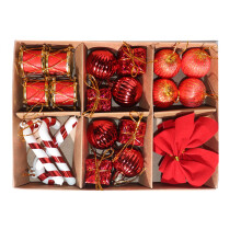 Shatterproof Plastic Foam Decorative Baubles Christmas Tree-Red