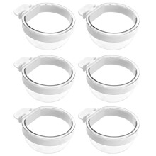 Set of 6 Clear Plastic Bird Cage Feeder Dish For-Grey large