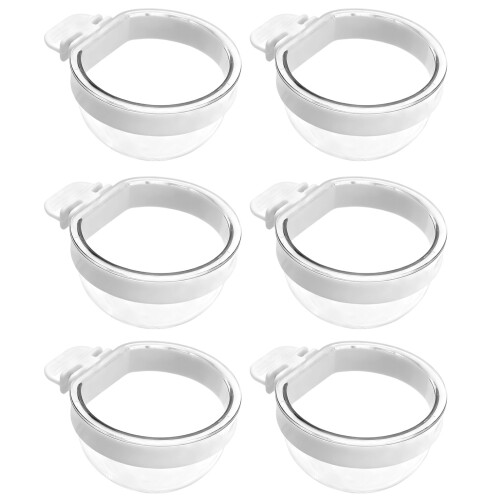 Set of 6 Clear Plastic Bird Cage Feeder Dish For-Grey large