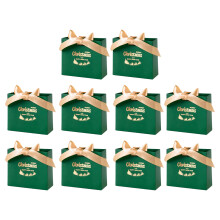 Christmas Gift Box Party Treat Bag With Ribbon String For-Green