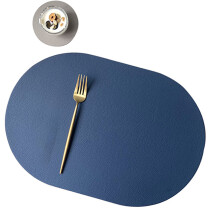 PU Leather Placemat Set with Coasters For Dining-blue plus gray