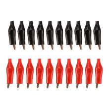 SODIAL(R)20 Stueck 10 Schwarz & 10 Rot Weichplastikueberzogene Krokodilklemme Test Clip