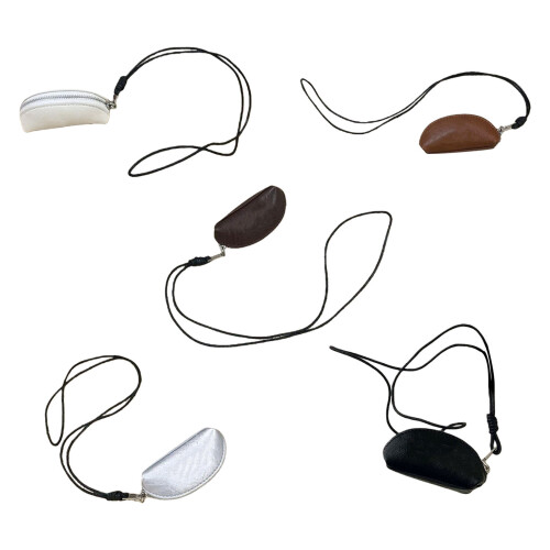 Simple PU Neck Pouches Organizers Hands Release Design-Black 1