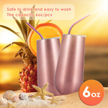 8 Packs Stemless Champagne Flutes Wine Tumbler, 6 OZ Double-Insulated Wine Tumbler with Lids Unbreakable Cocktail Cups