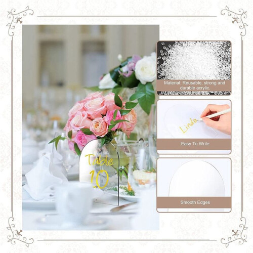 20 Pacotes de 6X4 Polegadas em Branco AcríLico NúMeros Sinais com Suporte Sinal de RecepçãO de Casamento Diy Arco AcríLico Sinais de Suporte 2