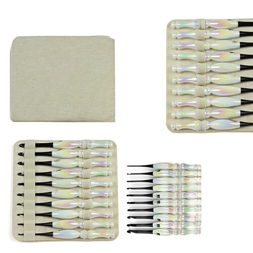 10Pcs Ergonomic Acrylic Handle Crochet Hook 3.0-7.0mm Aluminium