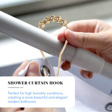 Crochets de rideau de douche Easy Install en acier inoxydable sans friction - Anneaux de douche Easy Glide pour tringles a rideaux de douche, or poli