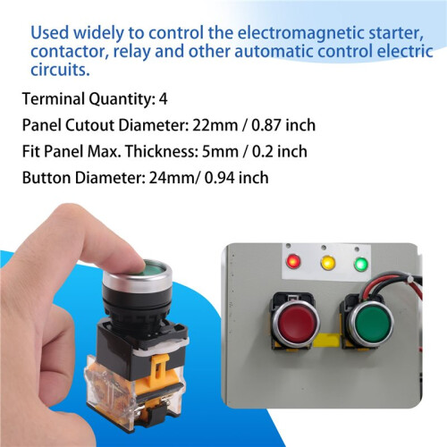 2pcs 22mm Mount 10A 380V DPST Red Green Momentary Push Button 1