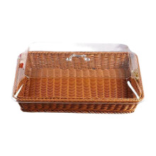 Cesta con Tapa,Cesta con Tapa para Alimentos,Cesta para Servir Alimentos de Mesa,Cesta de Picnic Tejida,Cesta de Pan para Servir Marrón