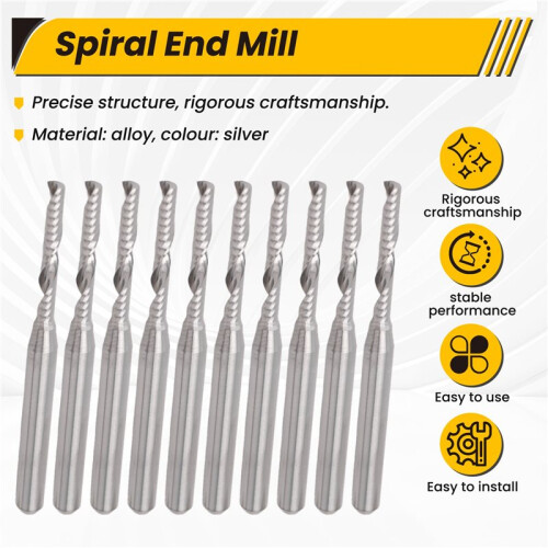 10 PCS 2mm x 15mm Carbide Single Flute End Mill Router Bit for Engraving Machine 2