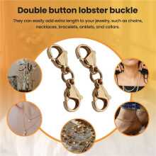Fecho de Lagosta Duplo Extensor Conector de Garra Dupla ExtensãO de Pulseira para Fazer Bijuterias FaçA Você Mesmo 10 PeçAs (Ouro)